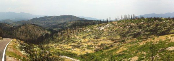 Vista panoràmica de la devastació entre Biure i Pont de Molins